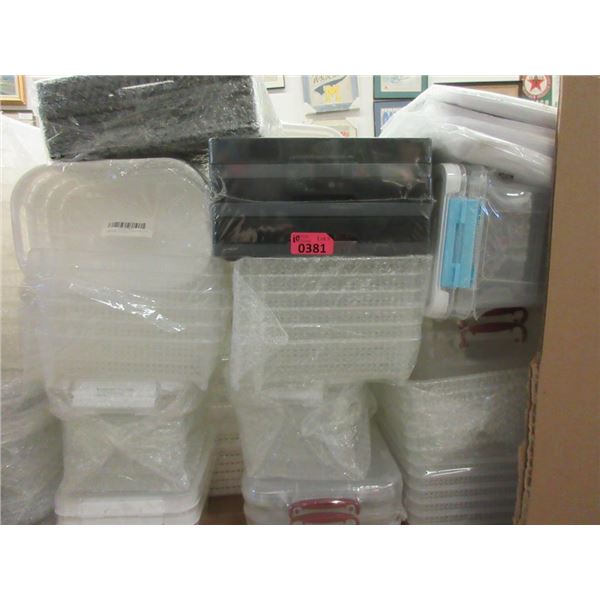 10 Packages of Plastic Bins, Baskets & Trays