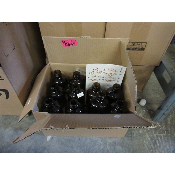 12 Boxes of 8 Oz. Brown Glass Bottles