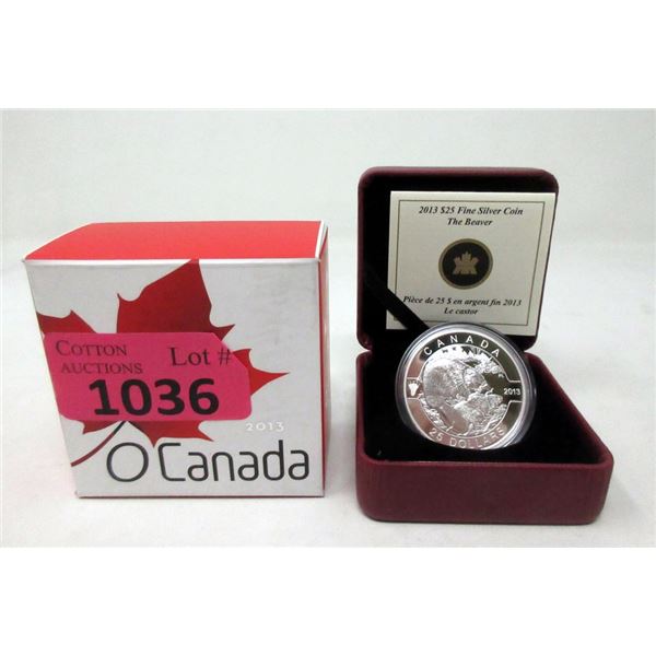 2013 Canada .9999 Silver "The Beaver" $25 Coin