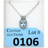 Image 1 : Sterling Silver Blue Topaz & Diamond Pendant
