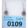 Image 1 : New 2.5 CT Amethyst & Diamond Dangle Earrings