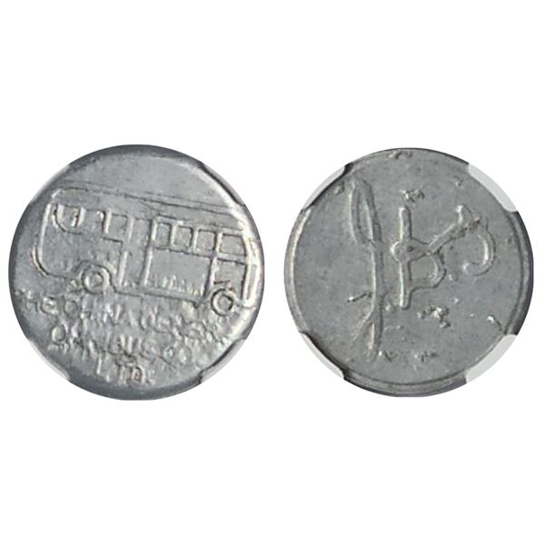 China Shanghai, French Concession, ND 1939-43, Omnibus Aluminum Token,  Lec-3, (2mm Thick),  NGC AU5