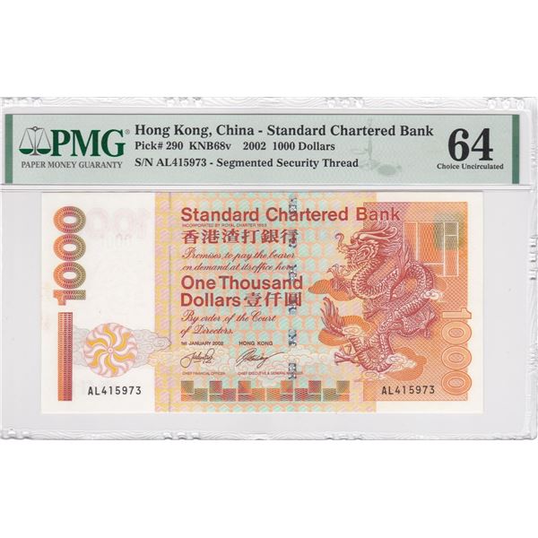Hong Kong, Chartered Bank,   2002, 1000 Dollars, PMG 64.