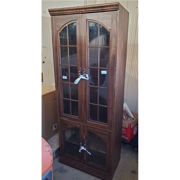 china cabinet w/ light & 3 glass shelves 76"H x 30 1/4"W x 16 1/4"D