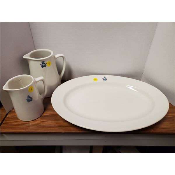 RCAF platter & 2 pitchers (one cracked but glued)