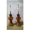 Image 2 : Amber lamp c/w white shade 31"tall set of 2