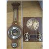 Image 1 : Wall Thermometer/ Barometer (missing glass) + Bowling Clock (missing hands)