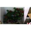 Image 2 : Large box Christmas decorations including place matts, wreath, candles