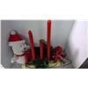 Image 3 : Large box Christmas decorations including place matts, wreath, candles