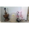 Image 1 : Box of misc. jars, lamp, hair dryer, shot glasses ( 19th hole)