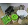 Image 1 : Kitchen Lot - Coffew Grinder, Cake/Loaf Pans, Cake Tray, Etc