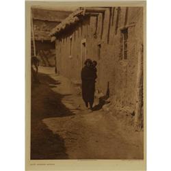 PHOTOGRAVURE EDWARD CURTIS ZUNI STREET SCENE