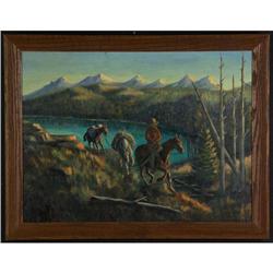 OIL PAINTING G. C. ''GERRY'' WENTWORTH COWBOY MT