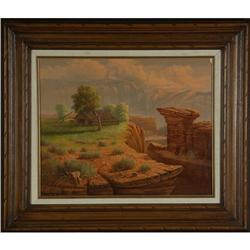 ACRYLIC PAINTING J. EHLERS WESTERN OLD BARN
