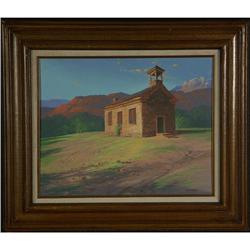 ACRYLIC PAINTING J. EHLERS WESTERN OLD SCHOOLHOUSE