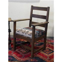 ARTS AND CRAFTS ''STICKLEY'' STYLE UPHOLSTERED CHAIR