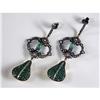 Image 1 : TEAR-DROP DIAMOND AND EMERALD EARRINGS