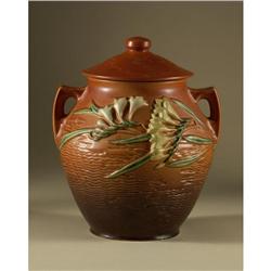 ROSEVILLE FREESIA LIDDED COOKIE JAR RUSSET COLORED
