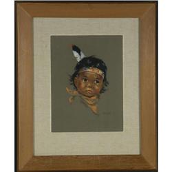 PASTEL DRAWING DOROTHY OXBOROUGH CANADA INDIAN