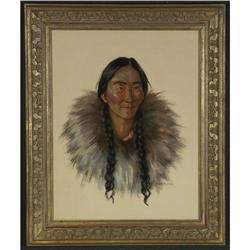 PASTEL PAINTING NINA CRUMRINE ALASKA INUIT WOMAN