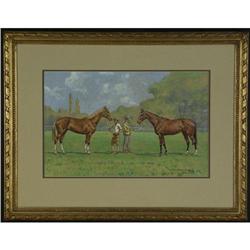 MIXED MEDIA PAINTING ANDRE MARCHAND HORSES
