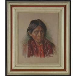 PASTEL PAINTING NINA CRUMRINE ALASKA INUIT WOMAN