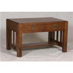 ARTS AND CRAFTS QUARTER SAWN OAK LIBRARY DESK