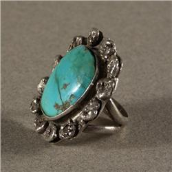STERLING SILVER RING WITH BLUE TURQUOISE