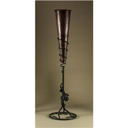 ARTS & CRAFTS STYLE COPPER WROUGHT IRON VASE