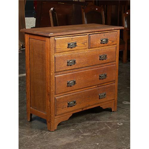 Continental Golden Oak Dresser With Mirror