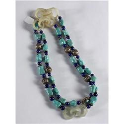 TURQUOISE AND LAPIS BEADED NECKLACE
