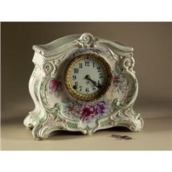 PORCELAIN ANSONIA MANTEL CLOCK ROYAL BONN LALANDES