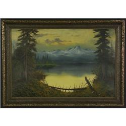 VINTAGE OIL PAINTING WESTERN WILDERNESS SCENE