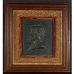 STONE BAS-RELIEF FRAMED PORTRAIT VELVET MATTING