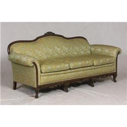 GREEN BROCADE SOFA