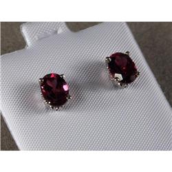 14K WHITE GOLD RHODOLITE GARNET EARRINGS