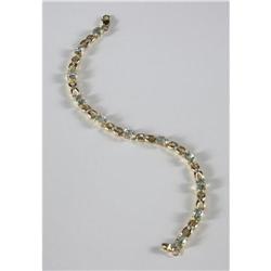 14K YELLOW GOLD DIAMOND AND AQUAMARINE BRACELET