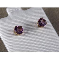 14K YELLOW GOLD AMETHYST STUD EARRINGS