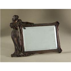 VINTAGE ART NOUVEAU STYLE IRON BEVELED MIRROR