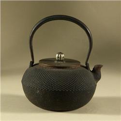 ASIAN CAST IRON TEAPOT BEADED DETAILING