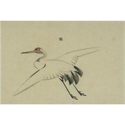 SUMI INK DRAWING GYOKUSHO KAWABATA STORK JAPAN