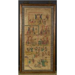 ANTIQUE CHINESE INK DRAWING COURT FIGURES