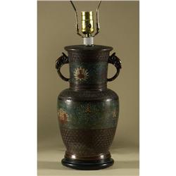ASIAN STYLE CLOISONNE & METAL TABLE LAMP