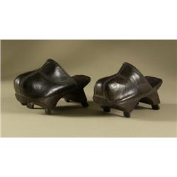 PAIR ANTIQUE GETA STYLE CLOGS PLATFORM SHOES