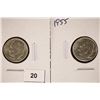 Image 1 : 1947 & 1955 SILVER ROOSEVELT DIMES BRILLIANT UNC