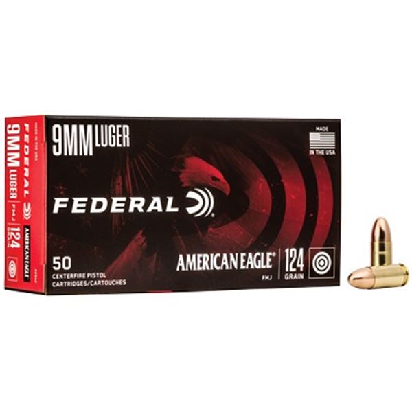 FED AM EAGLE 9MM 124GR FMJ - 50 Rds