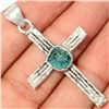 Modern Aquamarine Sterling Silver Crucifix Cross Pendant