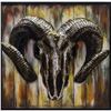 Large Ram's Head Mixed Media Sculptural Painting