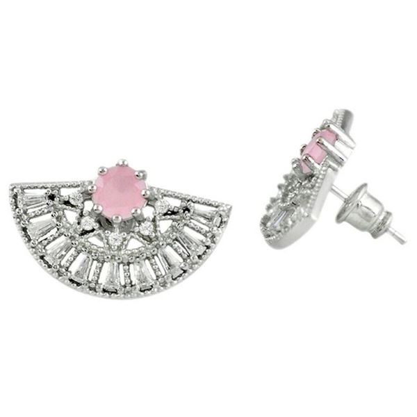 9.41cts Natural Pink Quartz, Topaz Sterling Silver Earrings