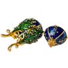 Image 4 : Faberge Inspired Blue Floral Footed Trinket Box Egg
